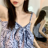 BXOXO Camis Women Sweet Bow Bandage V Neck Summer 2025 Fashion Sweet French Style Chic Crop Tank Tops Ladies Casual Y2k Top